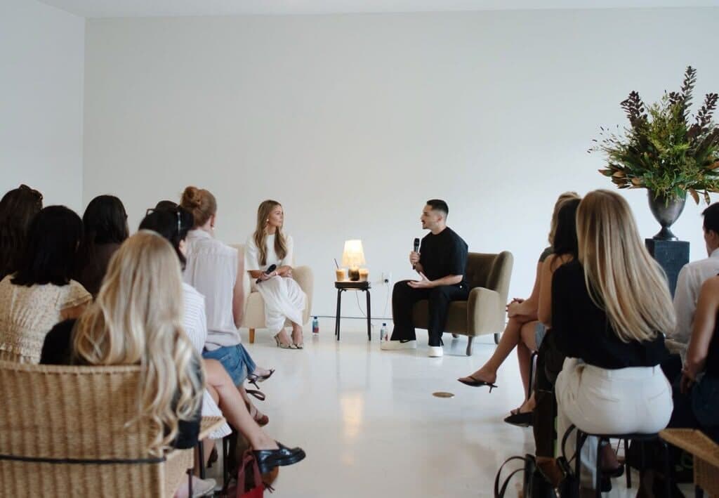 A small-group discussion during a conference breakout session.