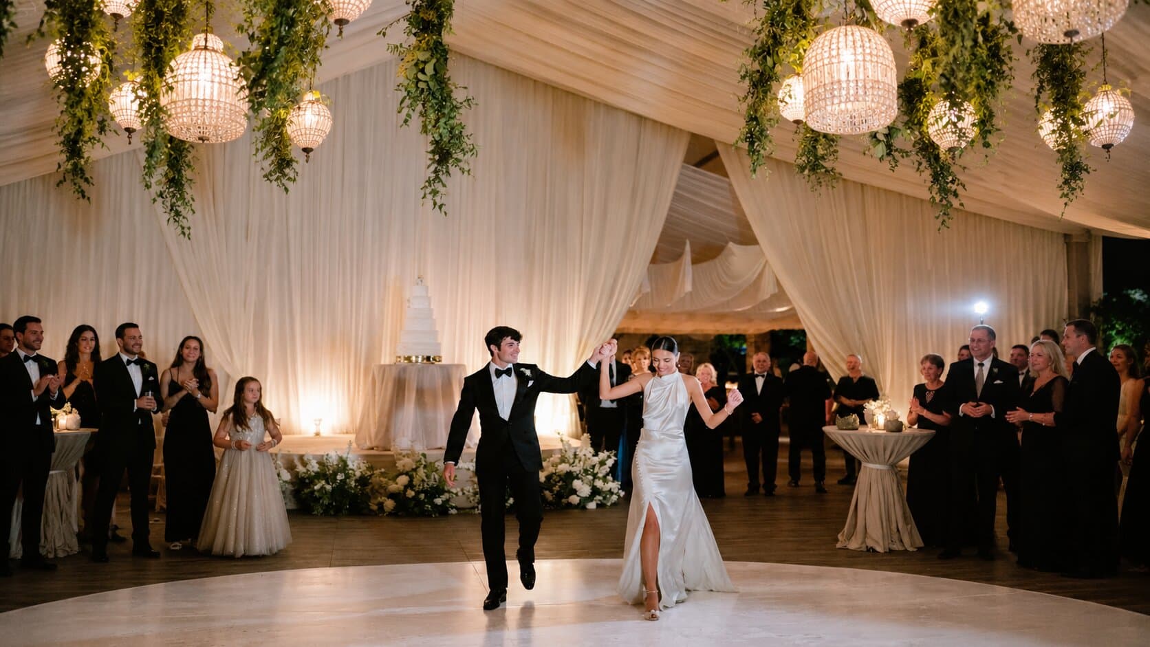 A wedding reception table set for a NOR Table menu.